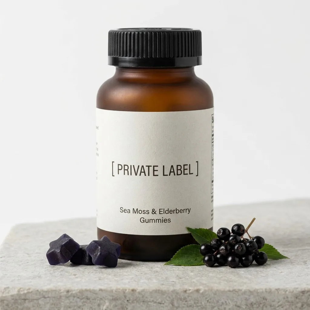 Sea Moss & Elderberry Gummies private label mockup