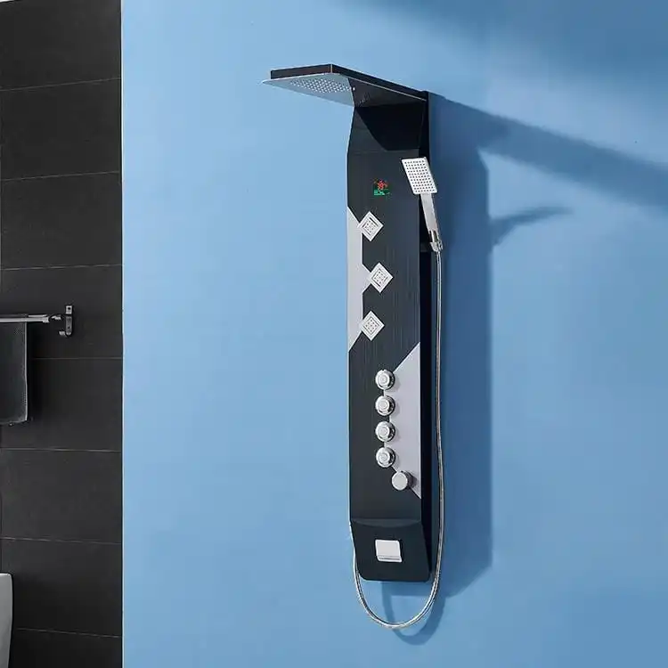 Obsidian Hydro Massage Shower Tower Model 104 D-04A Perspective View obsidian-hydro-massage-shower-tower-perspective
