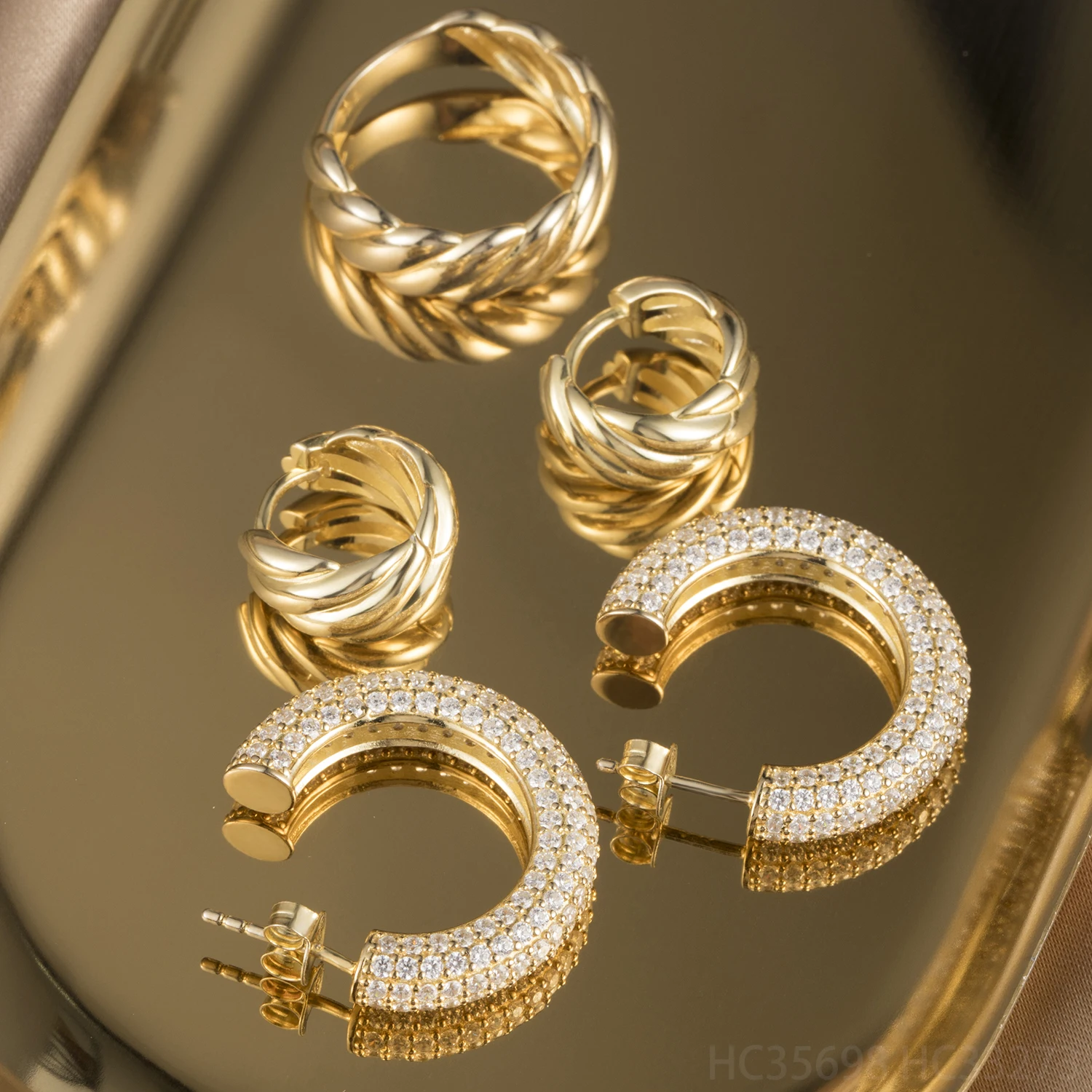 

chunky 925 sterling silver endless 18k 14k gold vermeil plated jewelry women twist huggie earrings