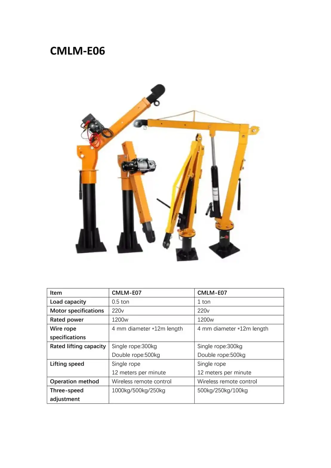 CMLM-E06 Mini Crane / Electric Hoist 0.5鈥? Ton