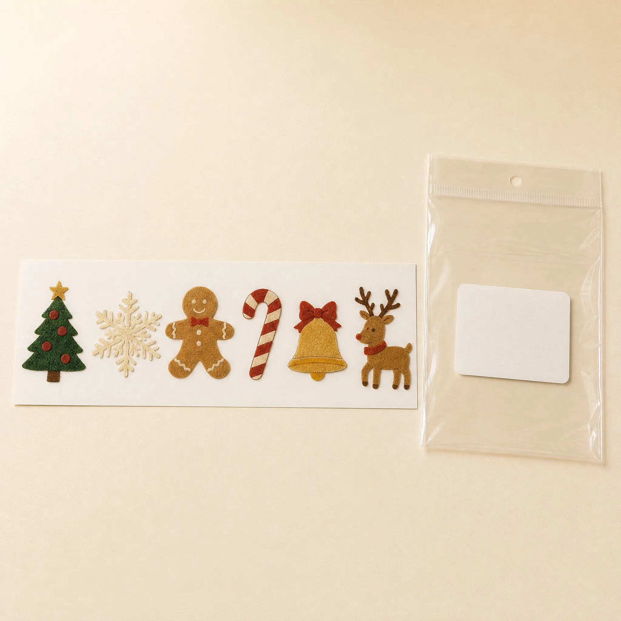 Flocking sticker set on backing card with transparent packaging bag