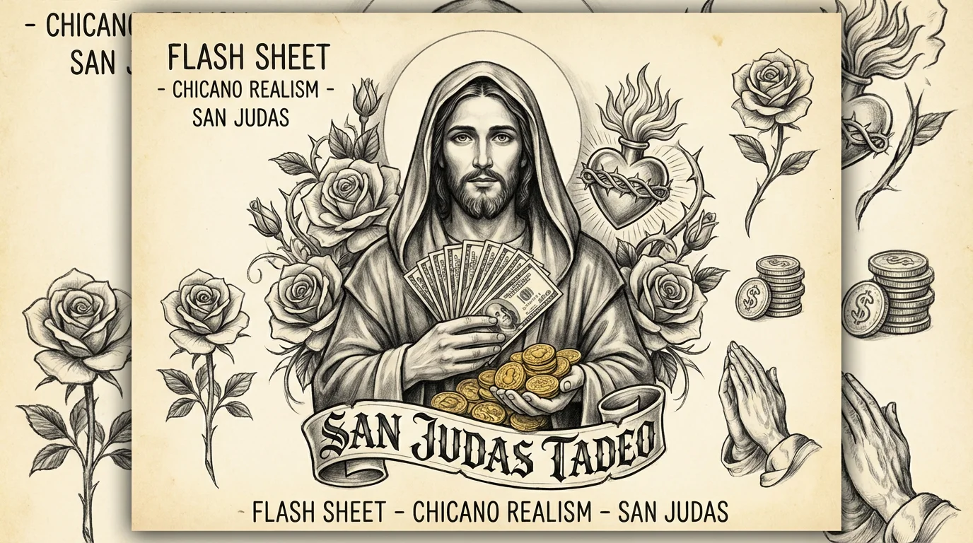 san-judas-tattoo-with-money-coin-design-chicano-black-grey