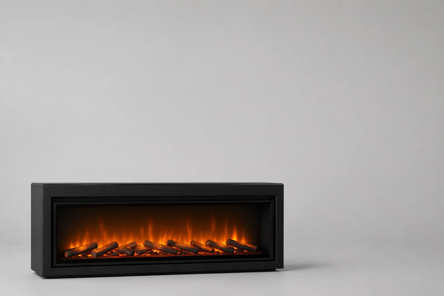 Modern electric fireplace with flame effect