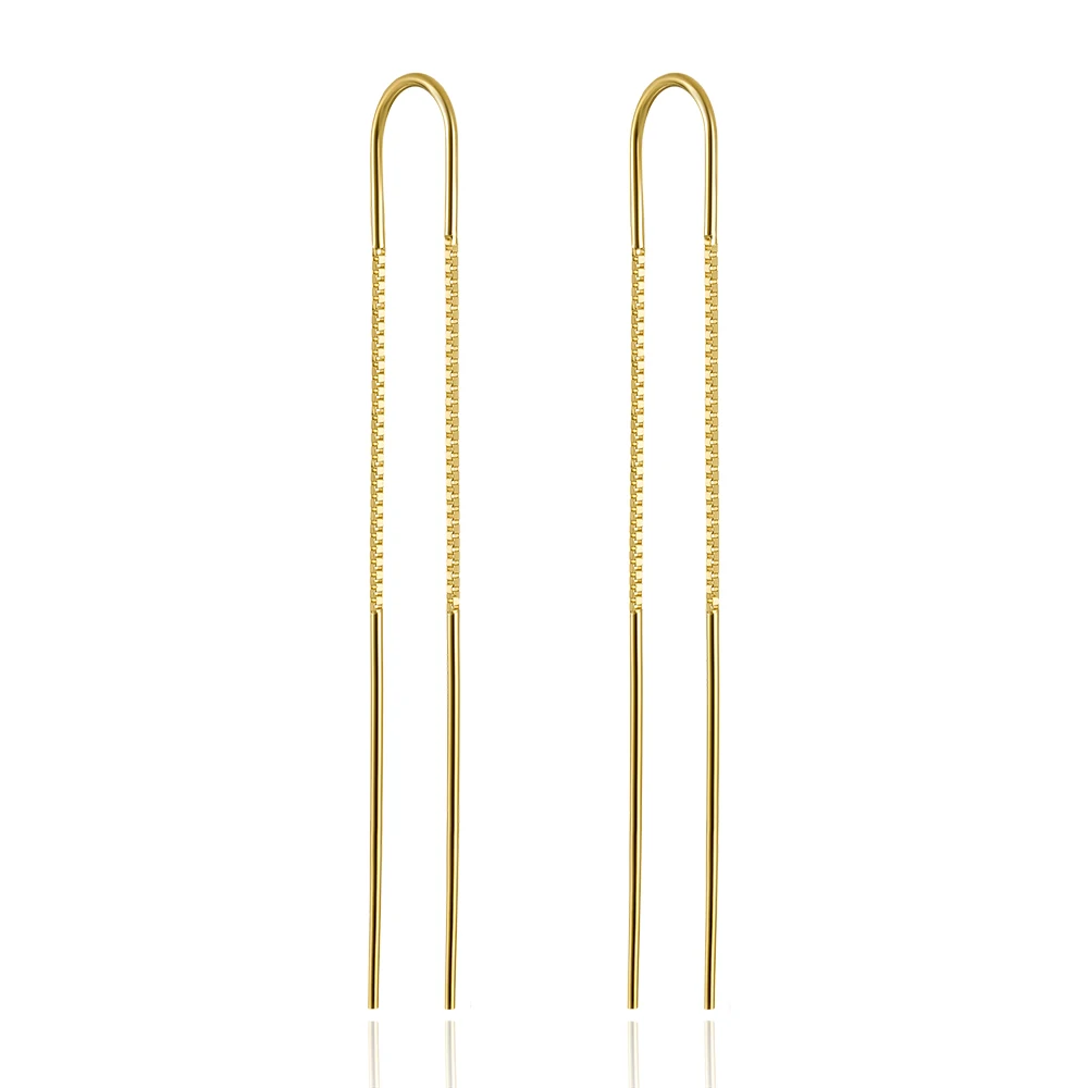 

CANNER 925 Sterling Silver Long Chain Tassel Threader Earrings Wire 18K Gold Minimalist Snake Earrings Stud Find Jewelry Women