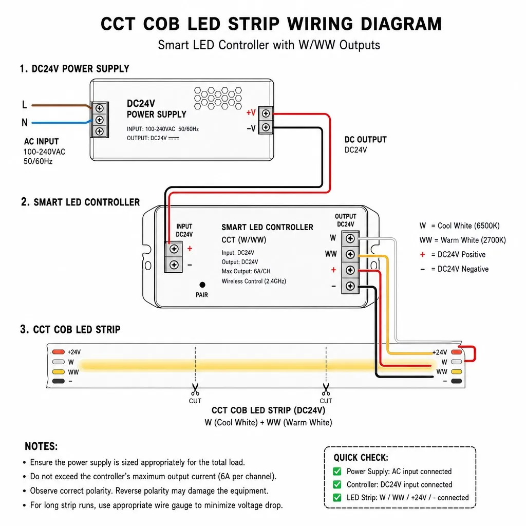 Tunable White CCT COB LED Strip