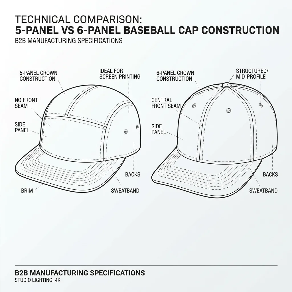 5-Panel vs 6-Panel Technical Comparison for 5 panel vs 6 panel hat