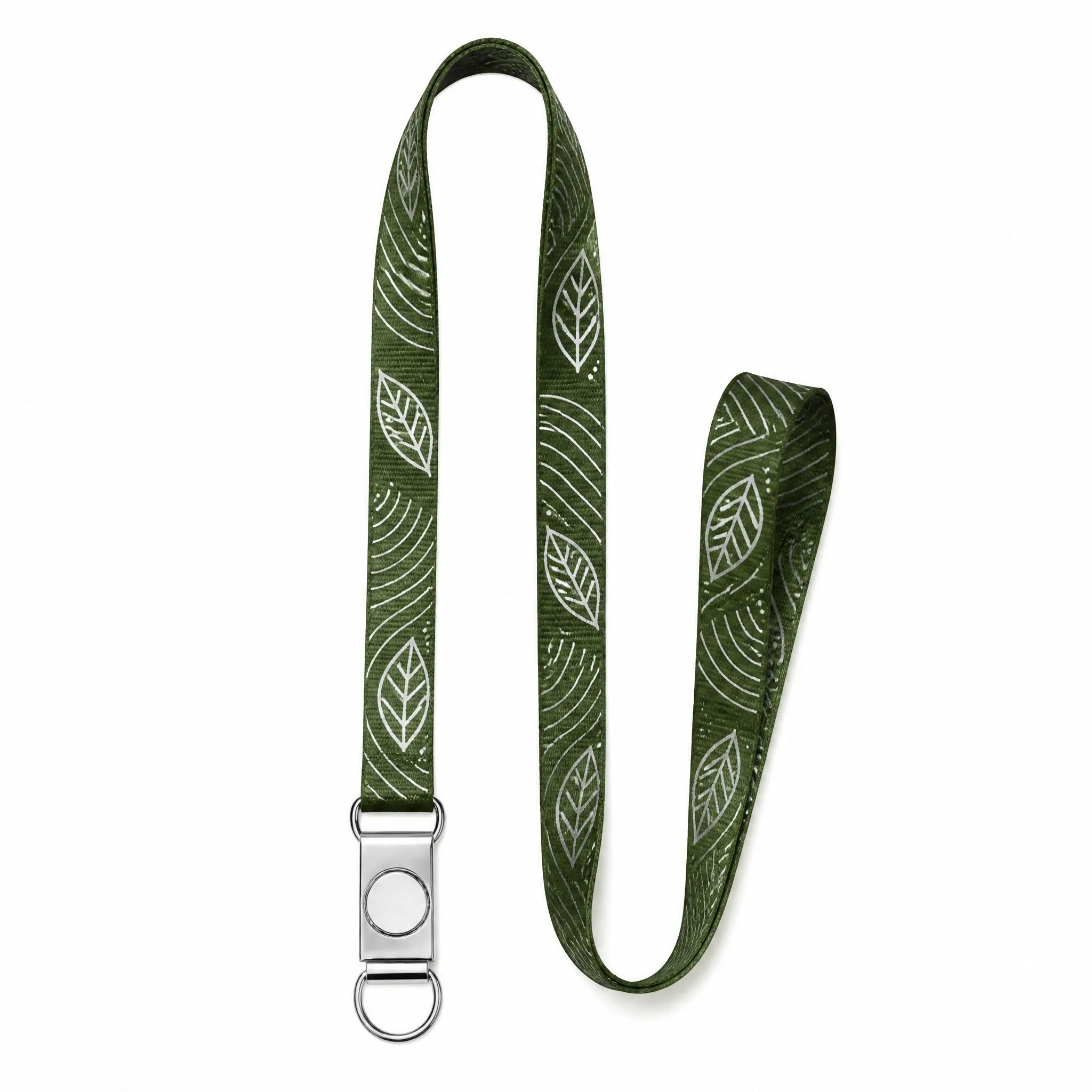 Eco-friendly recycled PET lanyard with magnetic badge clip on pure white background