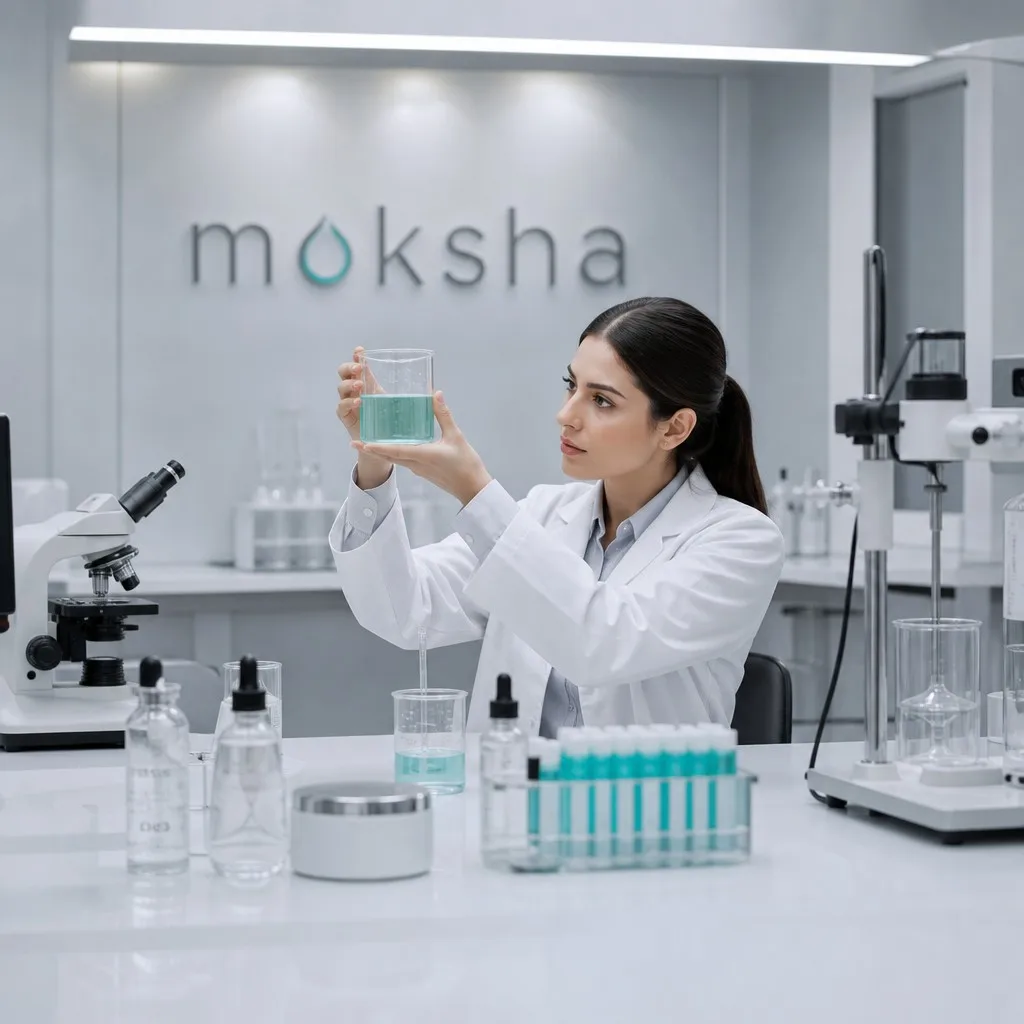 Skincare Sample R&D facility at MOKSHA featuring advanced cosmetic chemistry