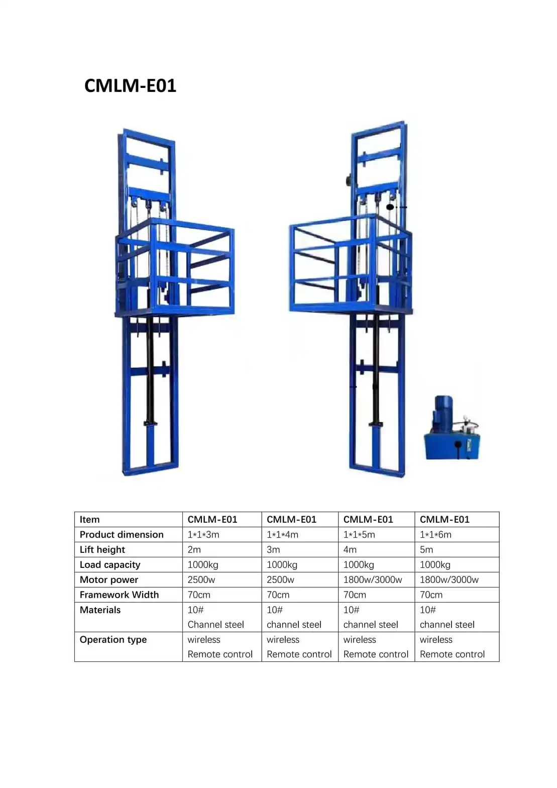 CMLM-E01 Channel Steel Lift 1000kg / 2鈥?m