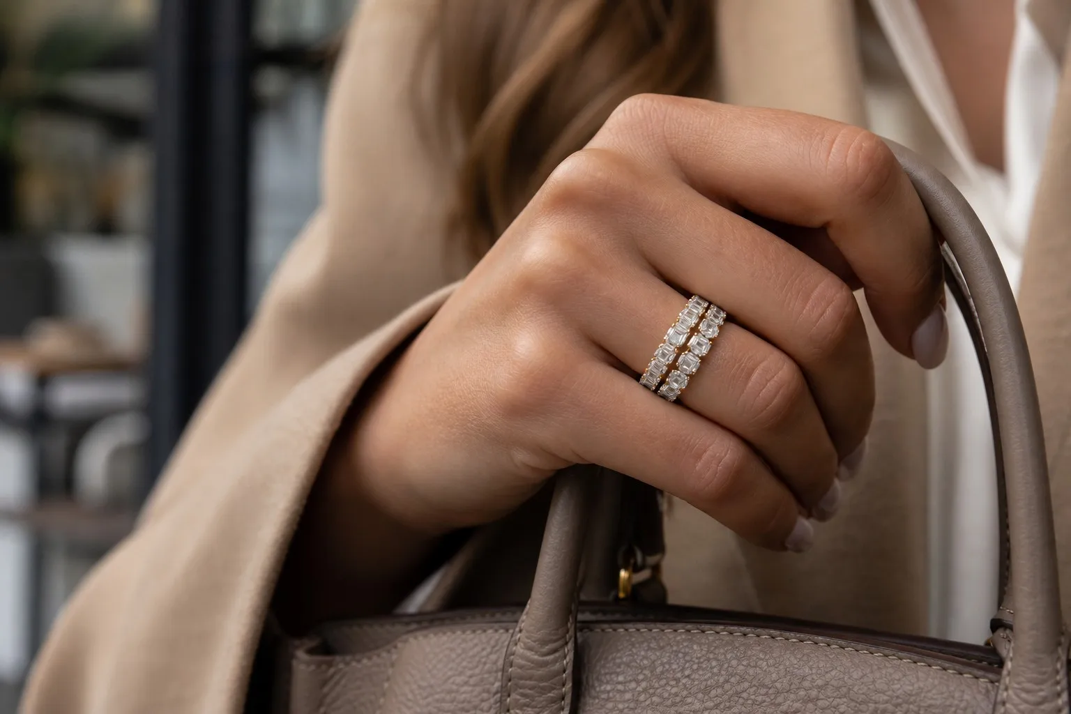Elegant ring stack with lab-grown diamond eternity bands