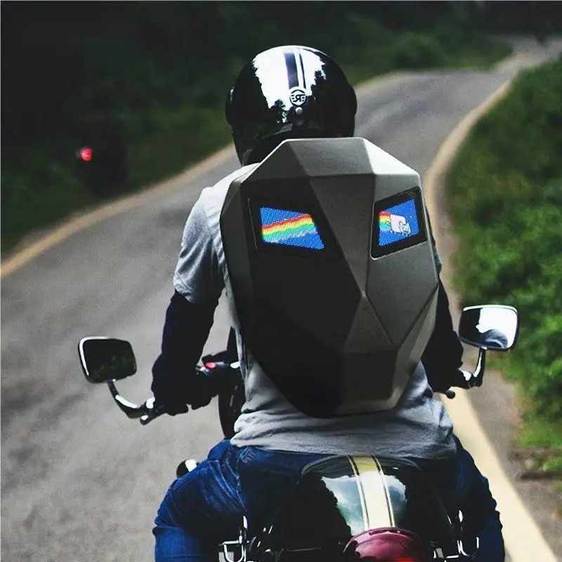 

App LED Knight Laptop notebook Bag Riding Hard Shell Travel Bag LED Motorbike Luggage Bags Waterproof Motorcycle Backpack