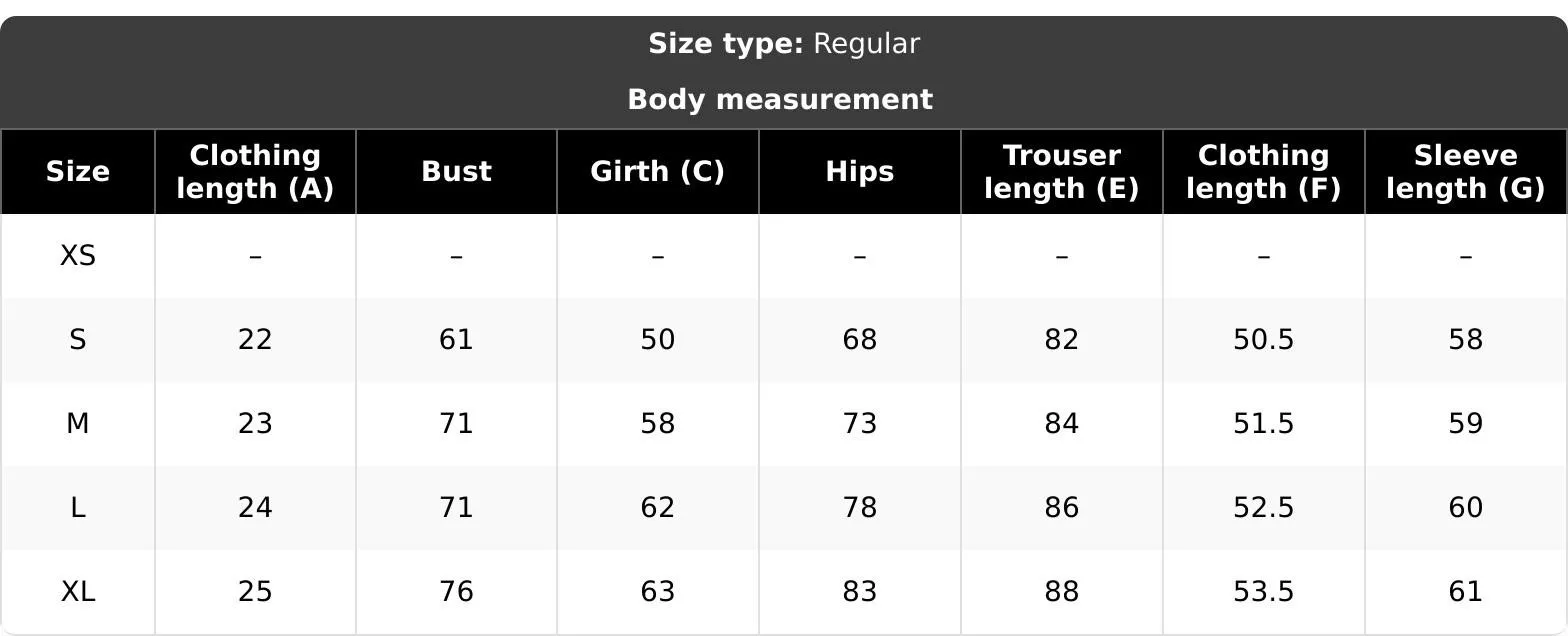 Size Chart Table