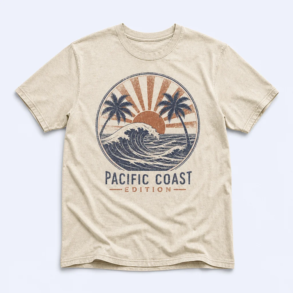 Vintage Washed Oatmeal Pacific Coast 101 T-Shirt