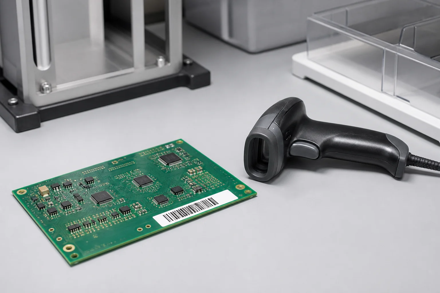 Traceability scan station with a barcode label