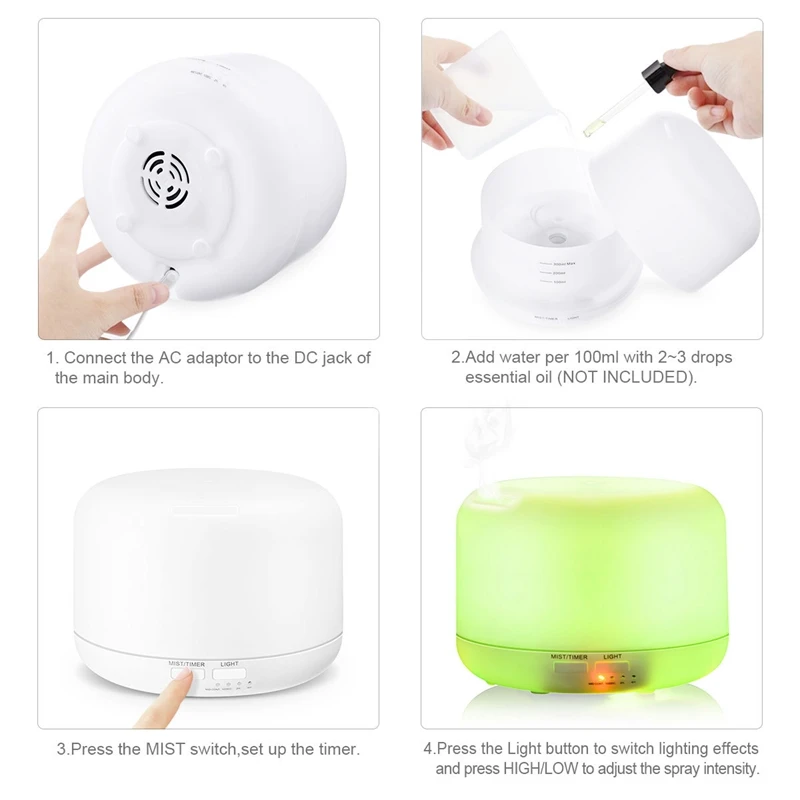 High Quality 500ml Ultrasonic Air Humidifier Aroma Young Essential Oil Diffuser Aromatherapy