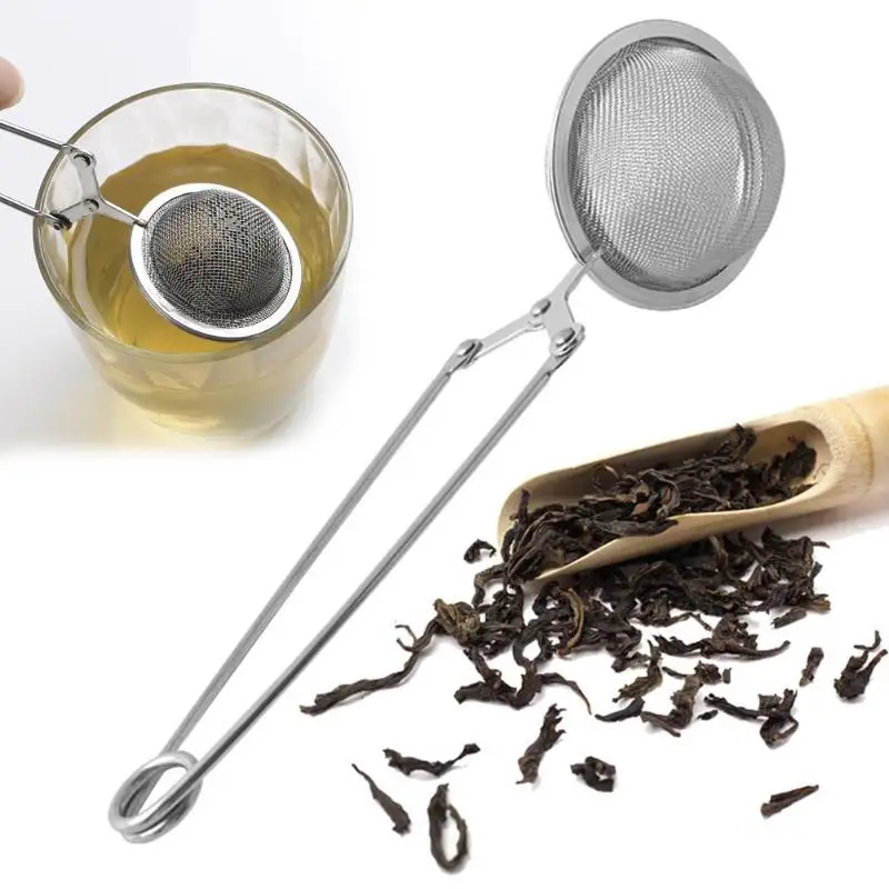 

H806 4.5CM Home Kitchen Herb Spice Filter Coffee Tea Strainer Long Handle Stainless Steel Creative Ball Shaped Tea Infuser, Multi colour