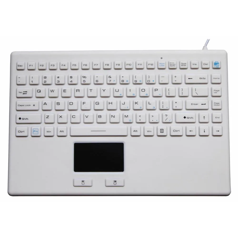 
White USB Rugged Medical Hygienic Keyboards with Touchpad 