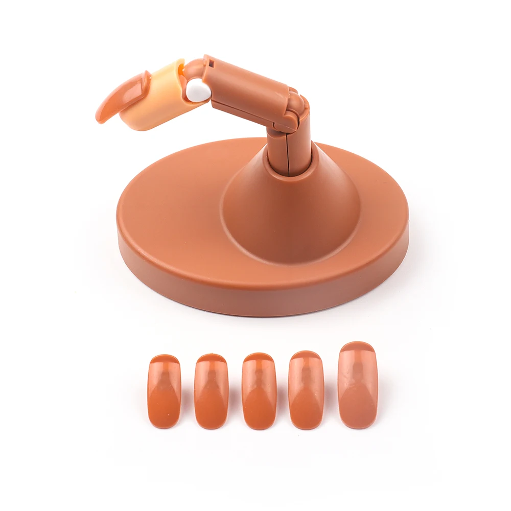 

2021 Nail art silicone practice hand manicure adjustment exercise prosthetic hand flexi finger produce training hand nails, Brown