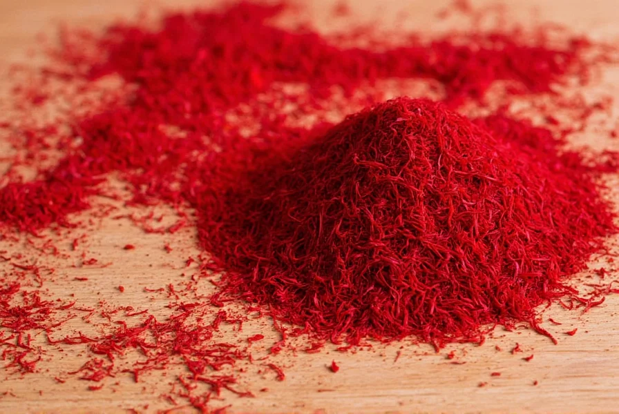 Close-up of saffron threads showing their distinctive red-orange color against a white background