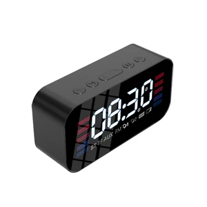 Digital Alarm Clock Portable Bluetooth Woofer Bass Speaker with LED Screen USB Port Thermometer Display TF AUX