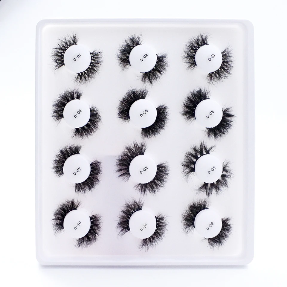 

12-pair Tray Dramatic 25mm Mink Eyelashes for Wholesale