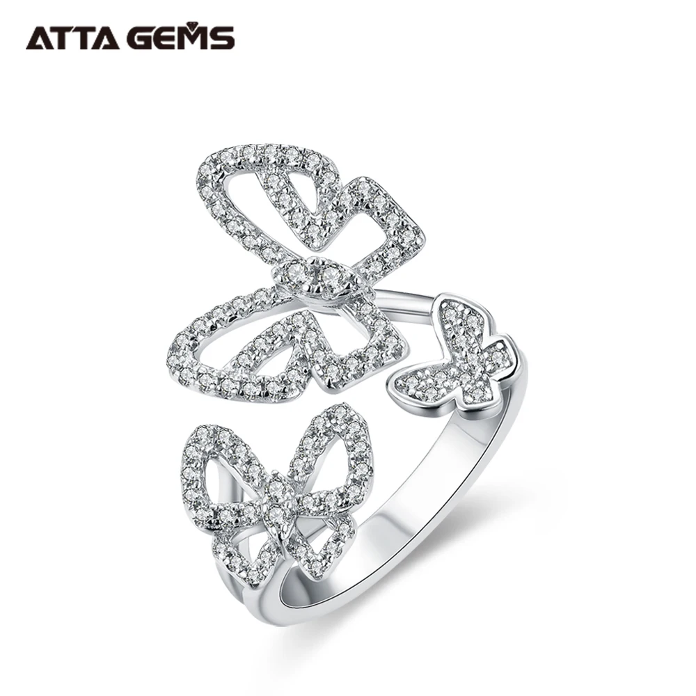 Luxury Jewelry  D Color Vvs Moissanite Ring 925 Sterling Silver Butterfly Shape Diamond Engagement Moissanite Ring for Women
