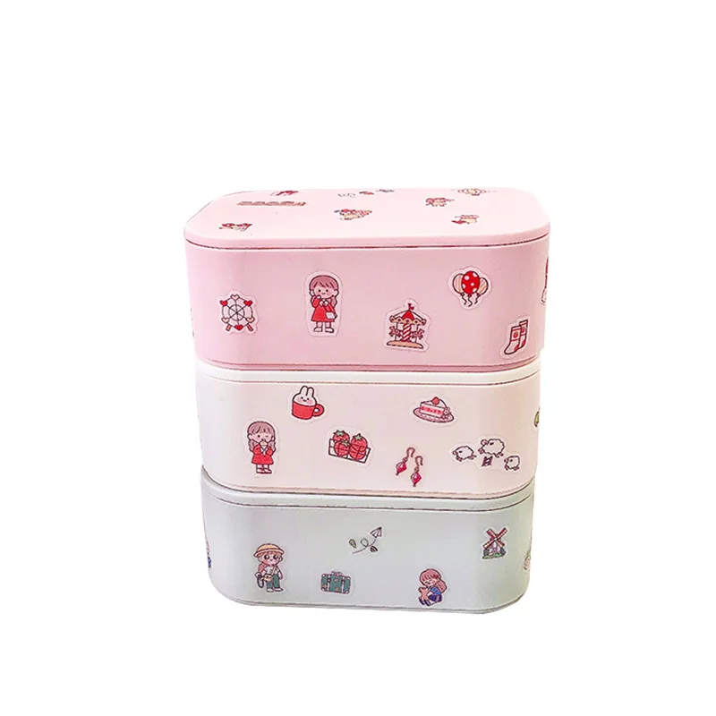 

Desktop Cosmetics Collection Box with Cover Makeup Mirror Box Multi-layer Rotating Divider Creative Ackle Makeup Collection