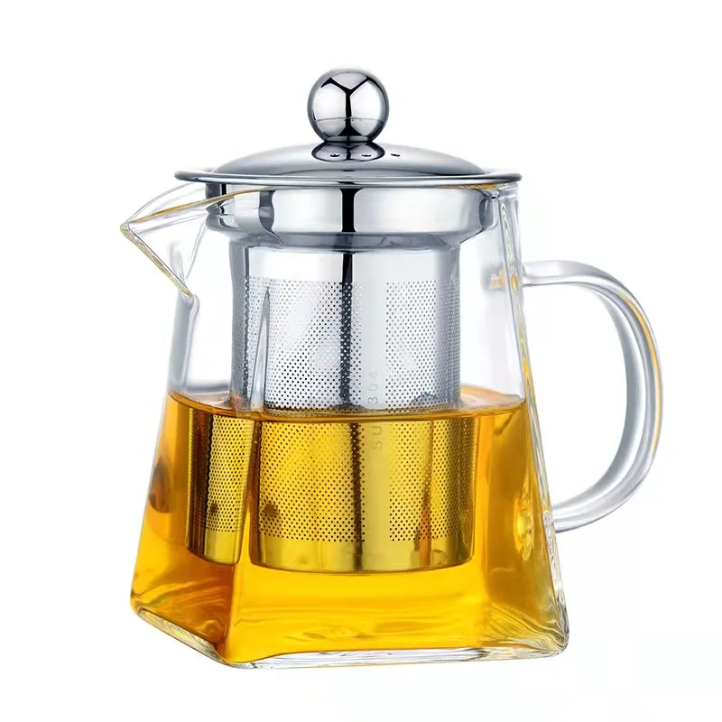 

350ml square shape pyrex glass teapot with handle, Transparent