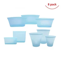 

factory 8 Pack Reusable silicone food storage bag Zip Lock Containers for Keep food fresh BPA FREE