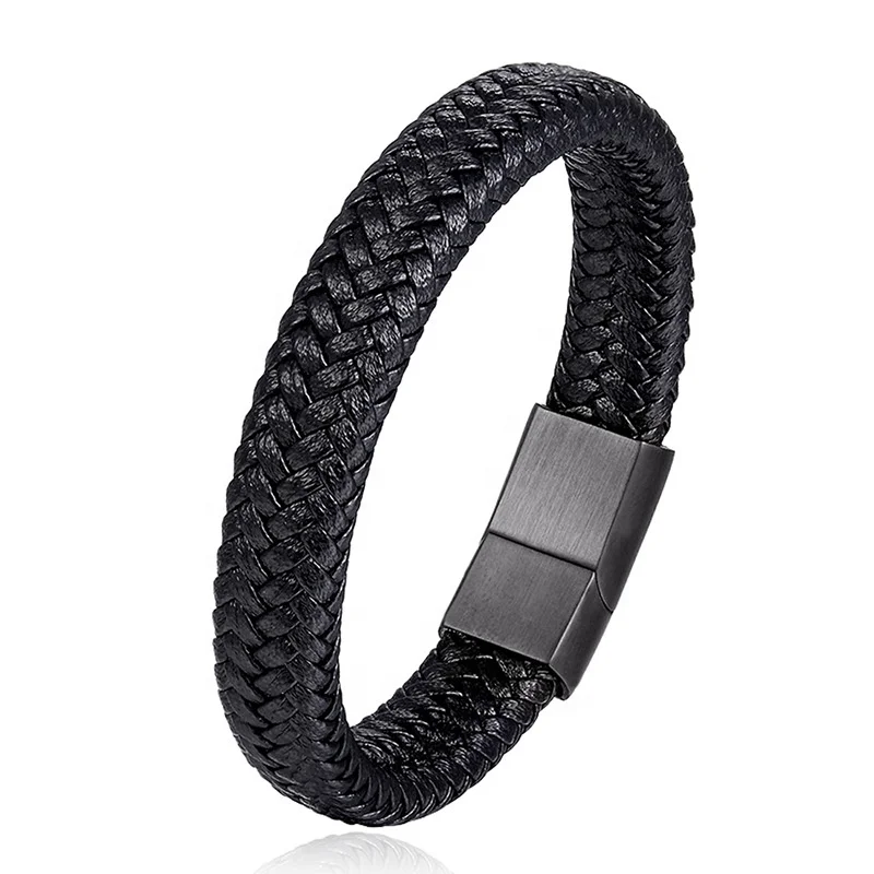 Ethnic Genuine Leather Multiple Rope Stainless Steel Men's Bracelet Accessory Jewelry Echt Leer Arm Band for Men