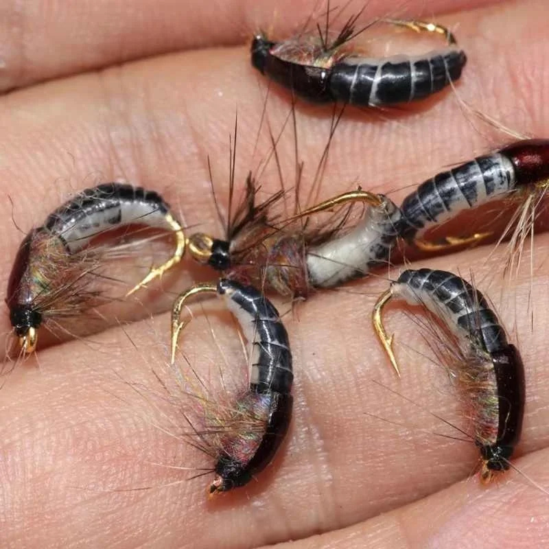 

1PC New #12 Realistic Nymph Scud Fly For Trout Fishing Artificial Insect Bait Lure Simulated Scud Worm Fishing Lure