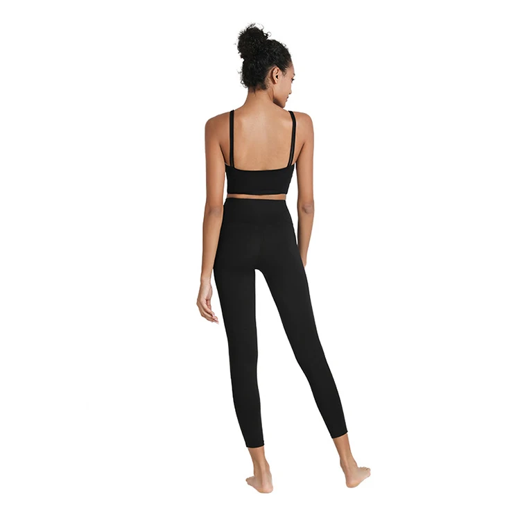 

New sports suit women's beautiful back yoga sports vest bra high waist buttocks running fitness pants two-piece set