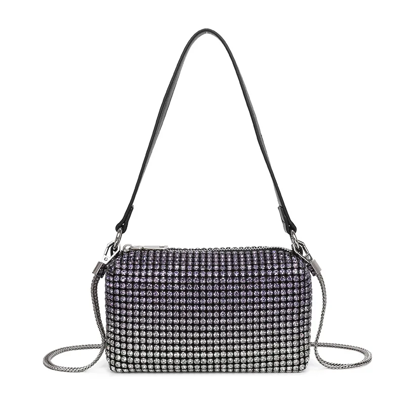 

RTS New Trend Design Gradient Evening Dress Pleated Gloss Women's Diamond Handbag with Advanced Texture