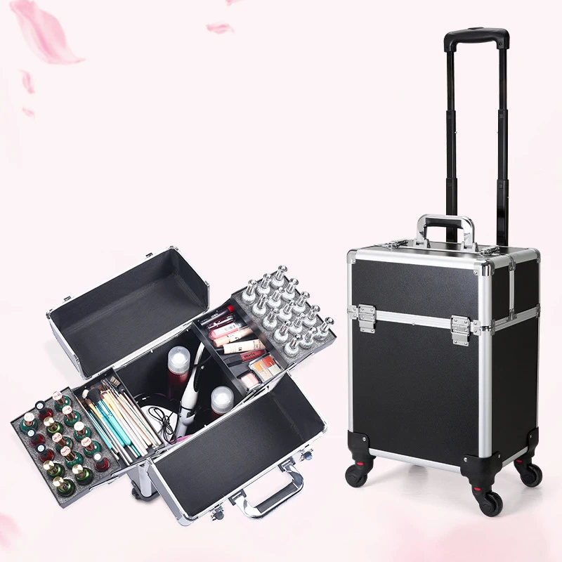 

Wholesale trolley case hair dryer skin care products tattoo hairdressing storage box makeup makeup artist makeup trolley case, 2 colors