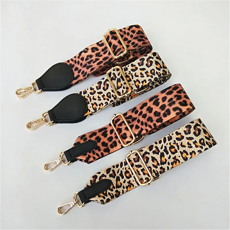 

Wholesale 2021 Colorful Replacement Nylon Woven Bag Accessories Adjustable Leopard Printed Wide Shoulder Bag Strap Handbag Strap