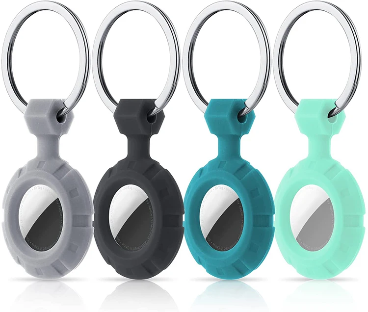 

Upgrade New Design Anti-Scratch Protective Soft Silicone Lightweight Skin Keychain Ring Cover Holder Loop Case for Apple AirTag, Gray/pink/white/black/blue/green