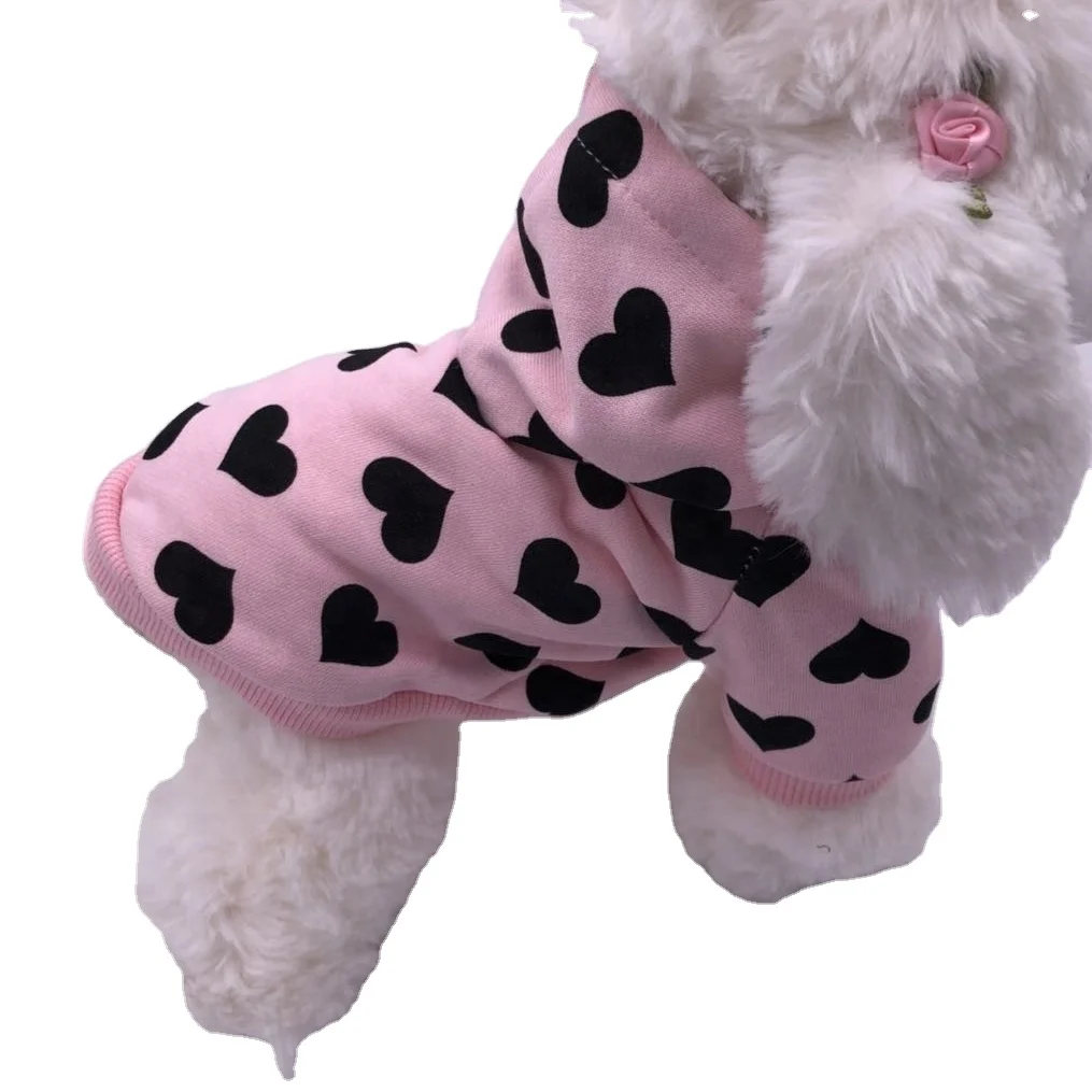 

Pink peach heart pet sweater cute puppy teddy cat clothes pullover