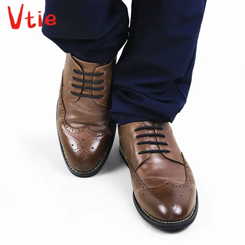

No Tie Shoelaces Novelty Elastic Silicone Leather Shoelaces For Men Women All Fit Strap Business Shoes