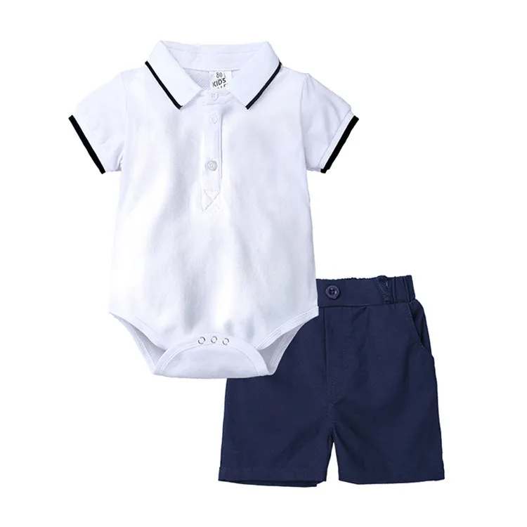 

ZHG123 Toddler Baby Rompers Gentleman Roupas Infant T-shirt Overalls +Shorts baby boy clothes set, As the picture show