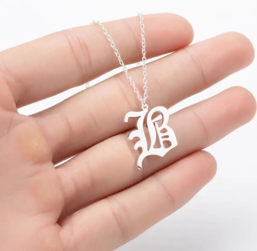 

Stainless Steel Old English Initial Necklace