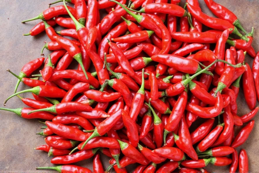 Dried Chile de Árbol at a Market Stall