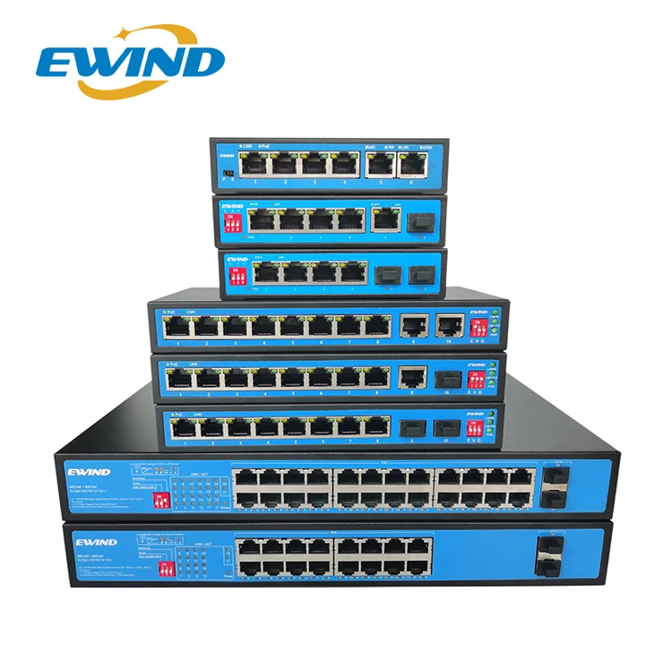 

OEM/ODM PoE switch 4 8 16 24 ports unmanaged 100M & Gigabit48V ethernet poe IEEE802.3af/at suitable CCTVNVR