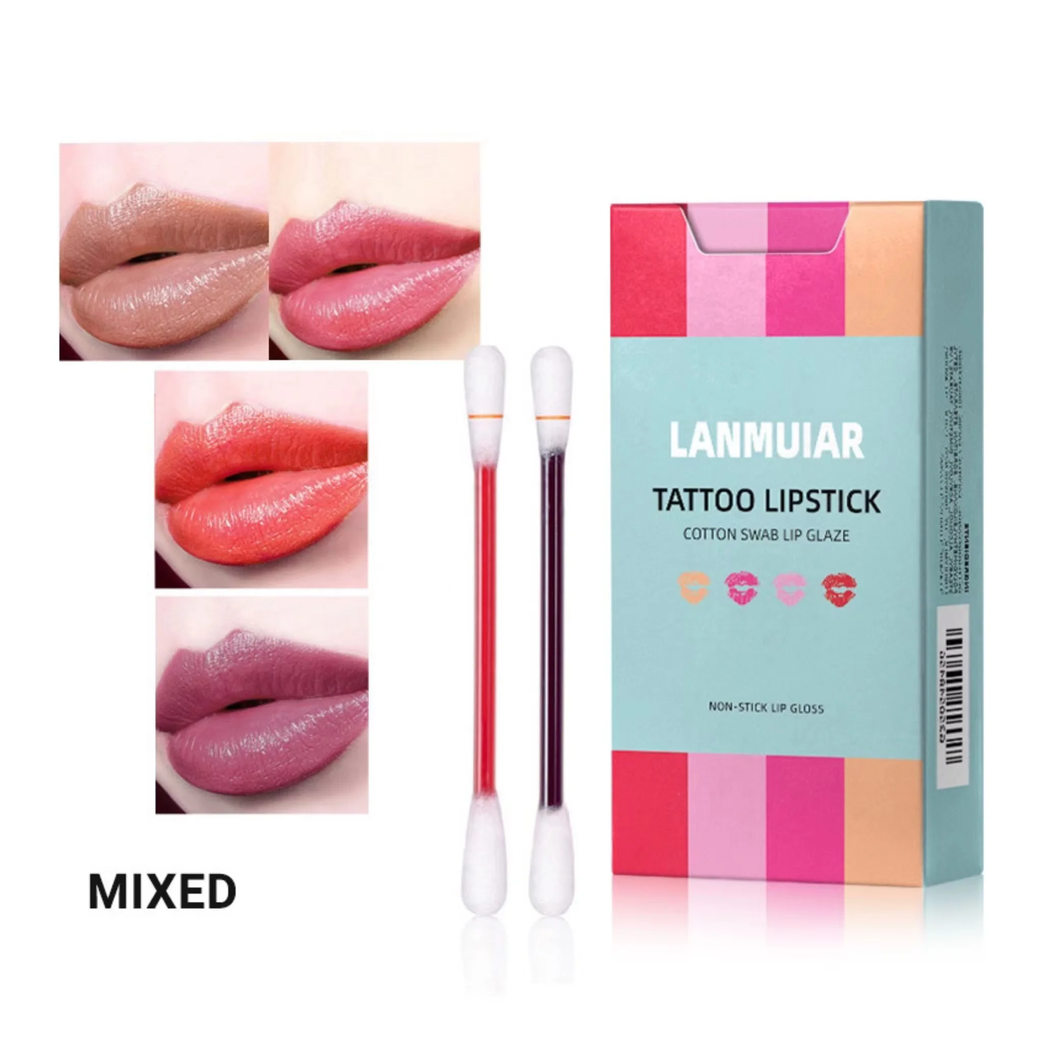 

Multicolor Tobacco Box Lipstick Cotton Swab Long Lasting Disposable Liptint Moisturizing Lip Balm Lipgloss Lipstick, Muliti-color