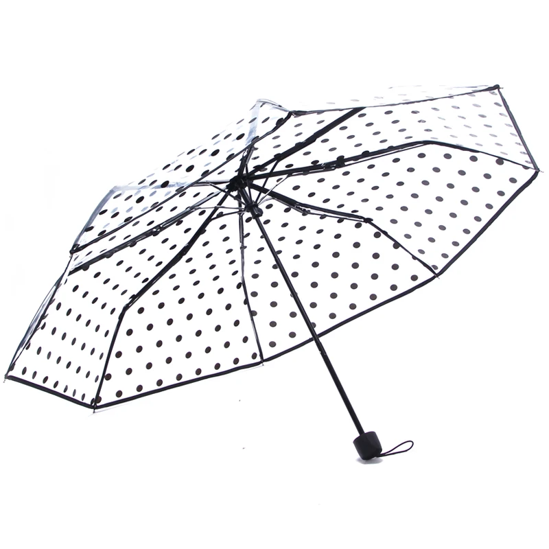 

promotional rain wave point clear umbrella transparent folding umbrella, Customized color