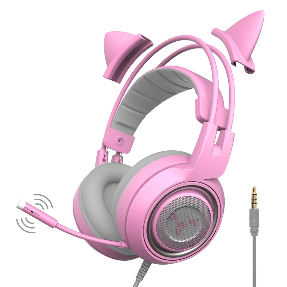 

SOMIC G951S pink cat ear girl head-band gaming headset with detachable microphone wired stylish gaming headset