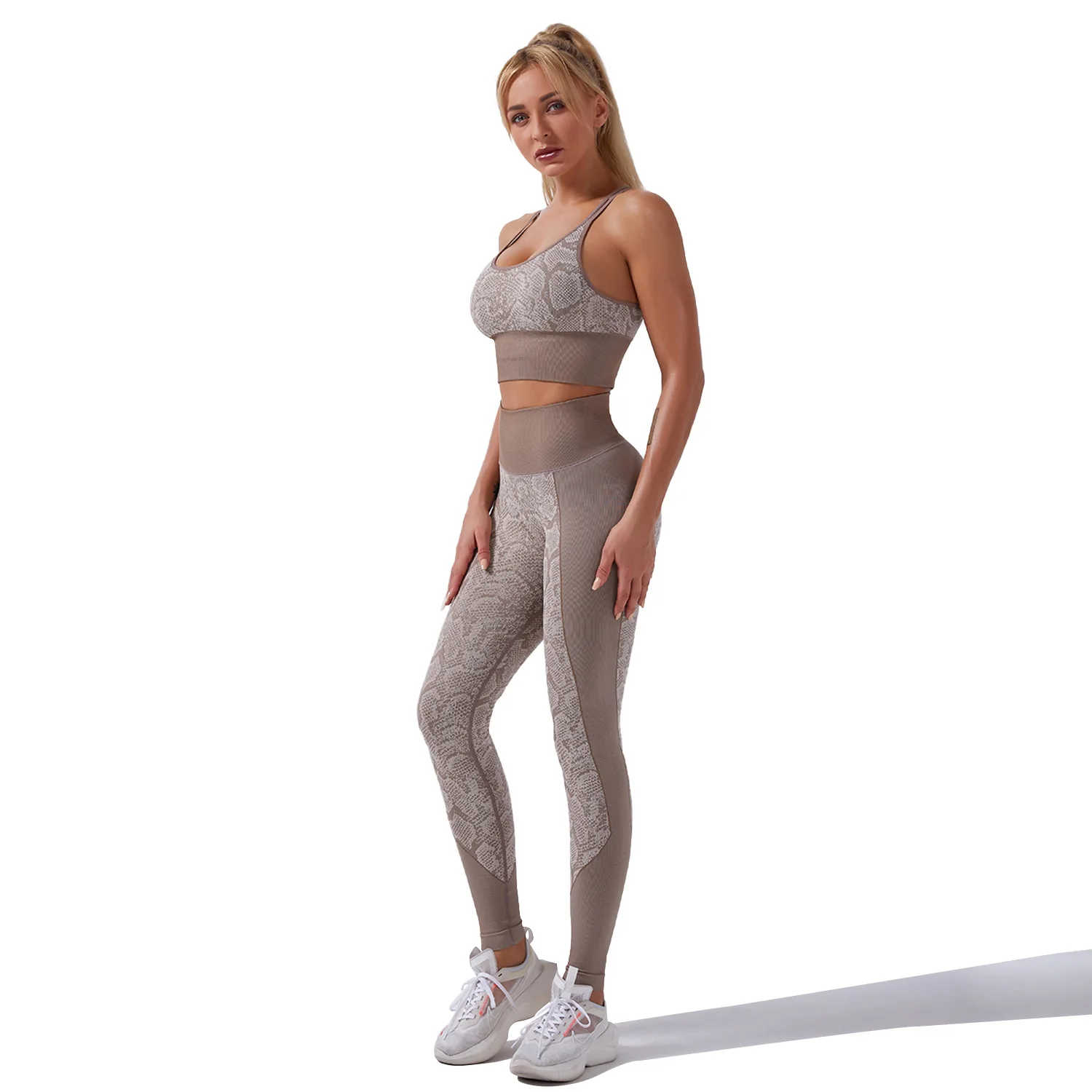 

Women Seamless Fitness Suit Yoga Set Gym Clothing Two Piece Set High Waist Running Leggings Workout Pants Bra