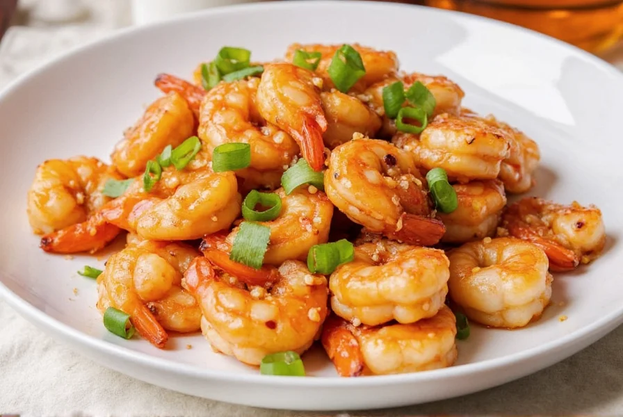 Sesame shrimp served with green onions and rice