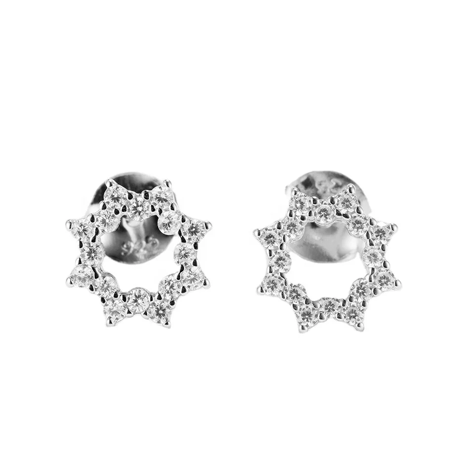 

2020 Trendy Jewelry 925 Sterling Silver Earrings CZ Anise Star Stud Earrings For Fashion Women Silver Jewelry