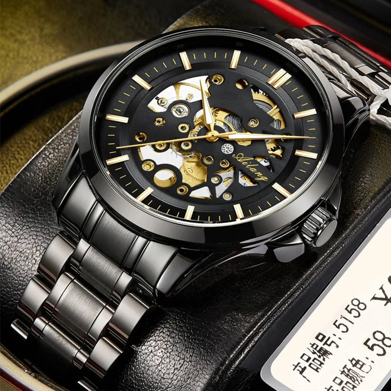 

The new AILANG watch men's hollow tourbillon ultra-thin automatic mechanical watch genuine black technology men's watch