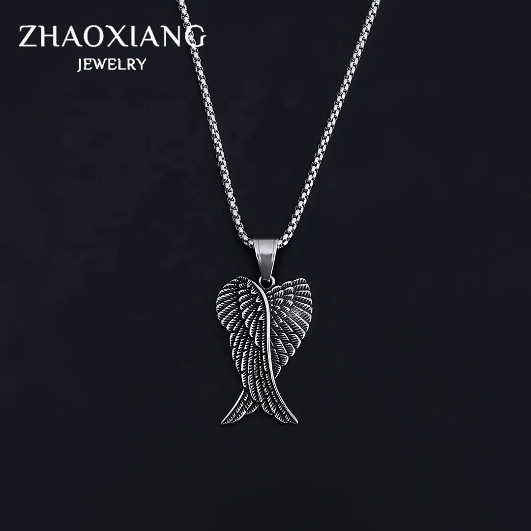 

Feather Angel Wings Necklaces Pendants Vintage Gifts For Women Stainless Steel Jewellery Hot Sale